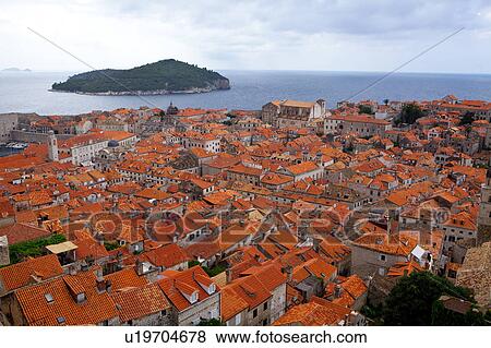 Old City and Adriatic Sea View Large Photo Image Stock Photo - Old City and Adriatic Sea. Fotosearch