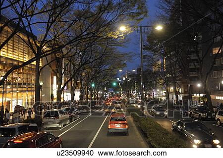 Omotesando at Night View Large Photo Image Stock Image - Omotesando at Night. Fotosearch