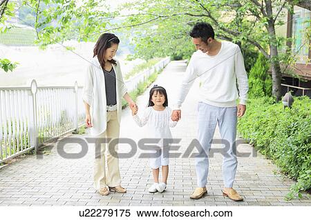 Stock Photography - Parents and Daughter in Park. Fotosearch