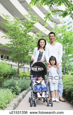 Stock Photograph - Portrait of Family of Four. Fotosearch