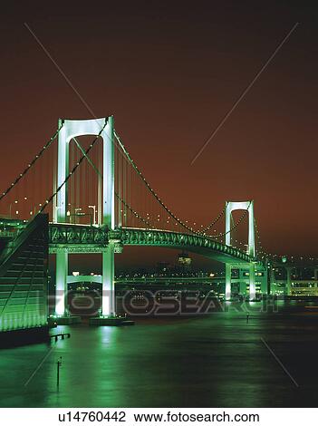 Rainbow Bridge at Night View Large Photo Image Stock Image - Rainbow Bridge at Night. Fotosearch
