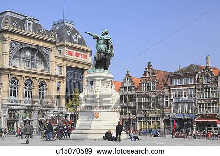 Stock Photo -  Sculputre at Town Square. Fotosearch