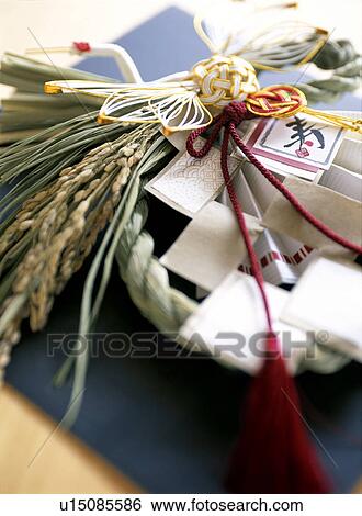 Stock Photograph - Shimenawa (Japanese Shinto Wreath for New Year). Fotosearch
