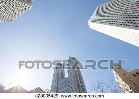 Stock Photo - Shinjuku Skyscrapers, Low Angle View. Fotosearch
