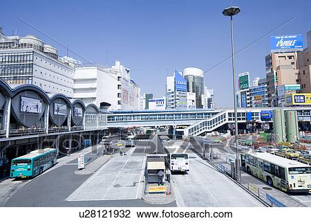Stock Image - Southern Entrance of Shibuya Station. Fotosearch