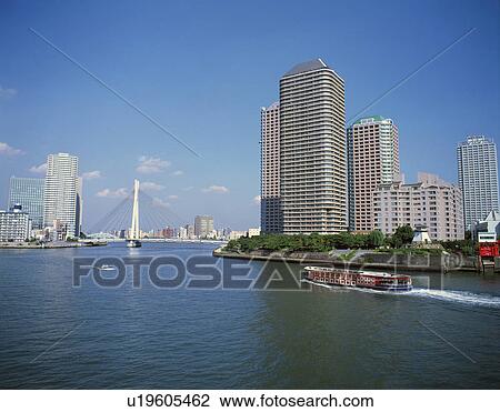 Sumida River and Chuo District View Large Photo Image Stock Image - Sumida River and Chuo District. Fotosearch