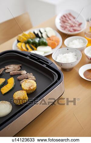 Teppanyaki on Dinner Table View Large Photo Image Stock Image - Teppanyaki on Dinner Table. Fotosearch