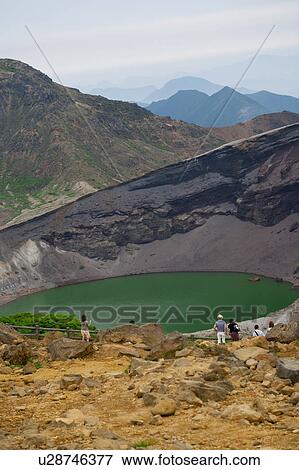 Tourists at Zao's Iron Pot View Large Photo Image Stock Photo - Tourists at Zao's Iron Pot. Fotosearch