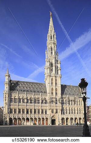 Stock Image - Town Hall and Grand Place. Fotosearch