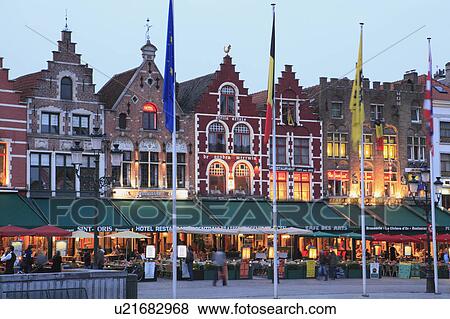 Stock Photo - Town Square at Dusk. Fotosearch