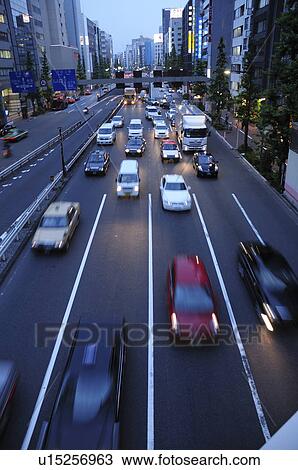 Stock Image - Traffic in Shiodome. Fotosearch