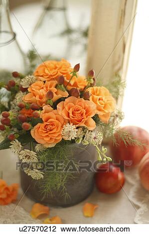 Vase of Orange Flowers View Large Photo Image Stock Image - Vase of Orange Flowers. Fotosearch
