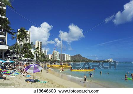 Stock Image - Waikiki Beach. Fotosearch