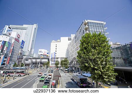 Stock Photograph - West Entrance of Shibuya Station. Fotosearch