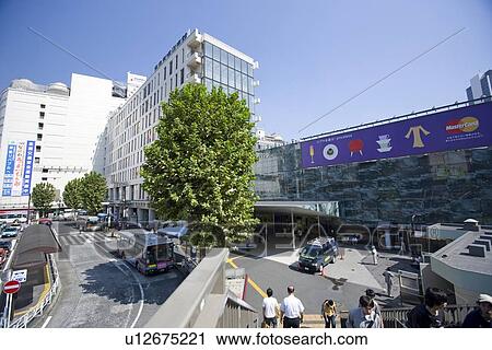 Stock Image - West Entrance of Shibya Station. Fotosearch