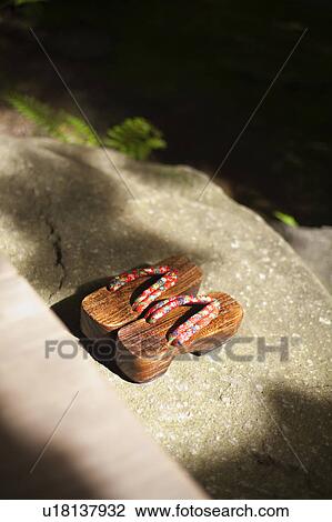 Stock Image - Wooden Geta Sandals. Fotosearch