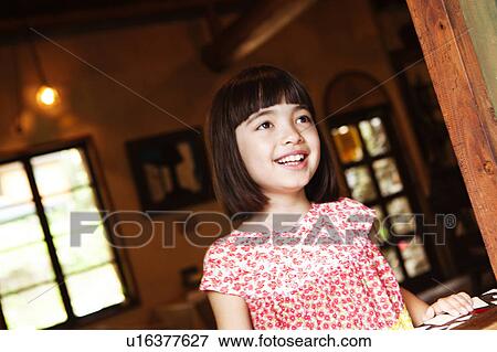 Young Girl at Window Sill View Large Photo Image Stock Photo - Young Girl at Window Sill. Fotosearch