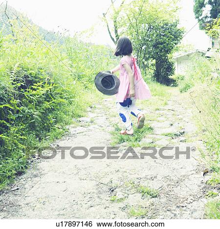 Young Girl with Hat on Footpath View Large Photo Image Stock Photograph - Young Girl with Hat on Footpath. Fotosearch