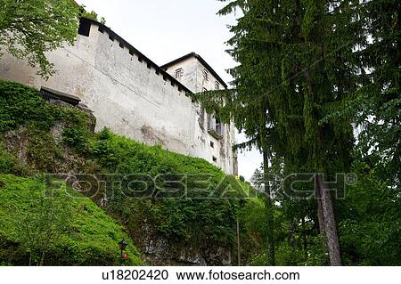 Stock Image - Bled Castle, Low Angle View. Fotosearch