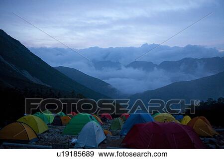 Stock Photo - Campsite High Up in Mountain. Fotosearch