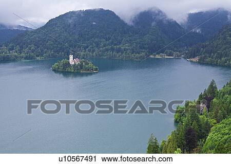 Church at Lake Bled View Large Photo Image Stock Image - Church at Lake Bled. Fotosearch