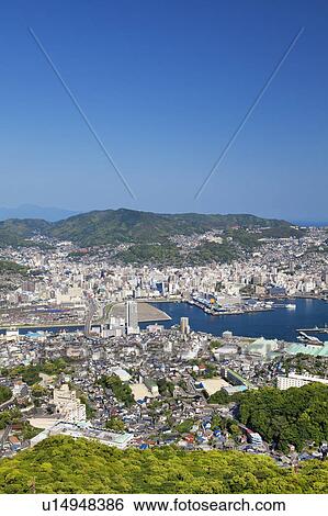 Stock Photograph - Cityscape of Nagasaki city, Nagasaki Prefecture, Kyushu, Japan. Fotosearch