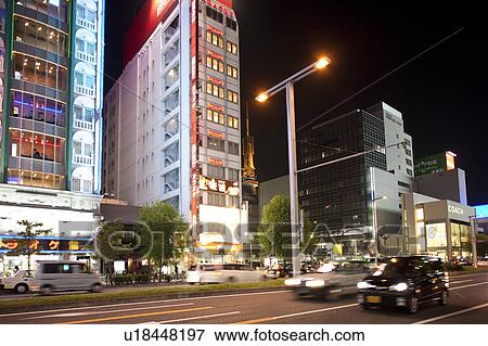 Stock Photo - Cityscape of Nagoya city at night, Aichi Prefecture, Japan. Fotosearch
