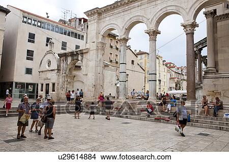 Crowd at Diocletian Royal Palace View Large Photo Image Picture - Crowd at Diocletian Royal Palace. Fotosearch