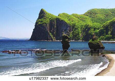 Stock Photo - Ebisu & Daikoku rock, Shikotan Peninsula, Hokkaido Prefecture, Japan. Fotosearch