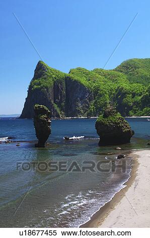 Stock Photography - Ebisu & Daikoku rock, Shikotan Peninsula, Hokkaido Prefecture, Japan. Fotosearch