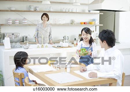 Family eating breakfast, Hyogo Prefecture, Honshu, Japan View Large Photo Image Stock Image - Family eating breakfast, Hyogo Prefecture, Honshu, Japan. Fotosearch