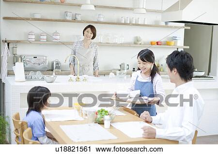 Family eating breakfast, Hyogo Prefecture, Honshu, Japan View Large Photo Image Stock Image - Family eating breakfast, Hyogo Prefecture, Honshu, Japan. Fotosearch
