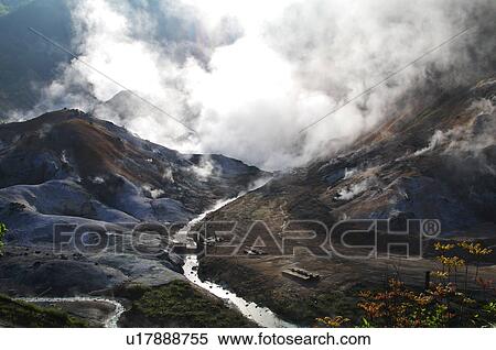 Stock Photography - Jigokudani or Hell Valley, Hokkaido Prefecture, Japan. Fotosearch