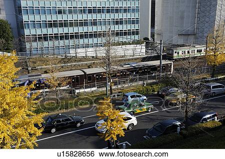 Stock Photograph - JR Yamanote Line Vintage Train and Shonan Shinjuku line . Fotosearch