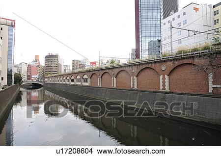 Picture - Kanda-gawa and Old Mansei Bridge Station. Fotosearch