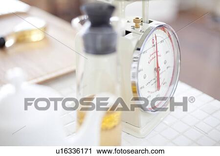 Stock Image - Kitchen Scale, Hyogo Prefecture, Honshu, Japan. Fotosearch