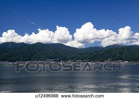 Lake Suwa View Large Photo Image Stock Photo - Lake Suwa. Fotosearch