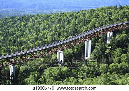 Stock Photo - Matsumi Ohashi Bridge from Mikuni pass, Hokkaido Prefecture, Japan. Fotosearch
