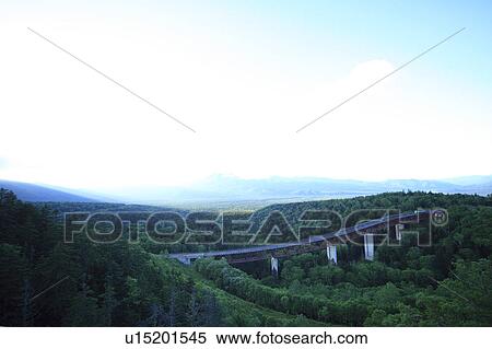 Stock Photography - Matsumi Ohashi Bridge from Mikuni pass, Hokkaido Prefecture, Japan. Fotosearch