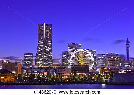 Minato Mirai at Twilight View Large Photo Image Stock Image - Minato Mirai at Twilight. Fotosearch