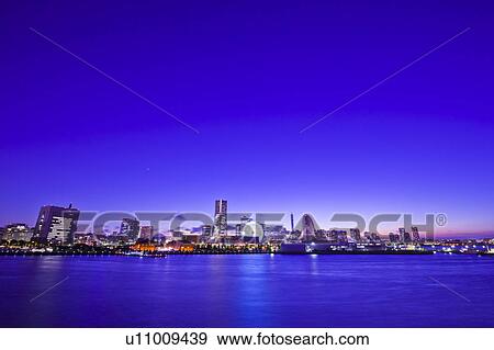 Minato Mirai at Twilight View Large Photo Image Stock Photo - Minato Mirai at Twilight. Fotosearch