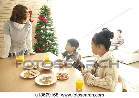 Mother, Son and Daughter at Table View Large Photo Image Stock Photo - Mother, Son and Daughter at Table. Fotosearch