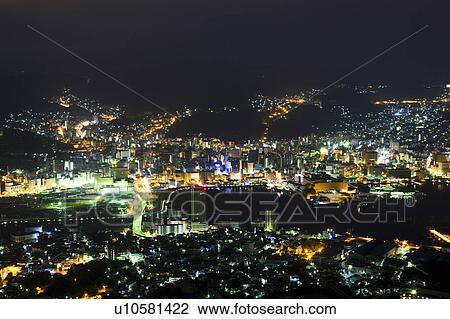 Stock Image - Nagasaki at Night. Fotosearch