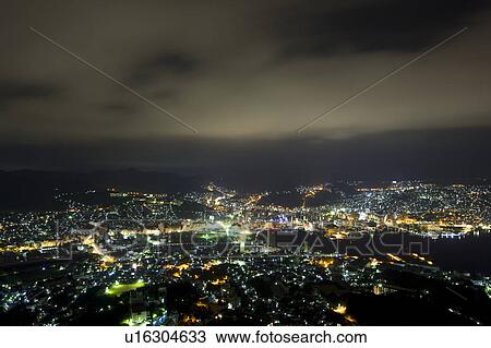Stock Image - Nagasaki at Night. Fotosearch