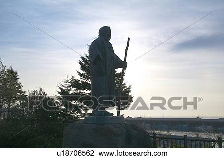 Stock Image - Okhotsk elderly person statue, Hokkaido Prefecture, Japan. Fotosearch