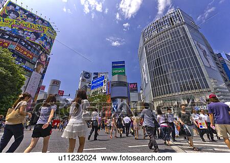 Pedestrians at Shibuya Station View Large Photo Image Picture - Pedestrians at Shibuya Station. Fotosearch
