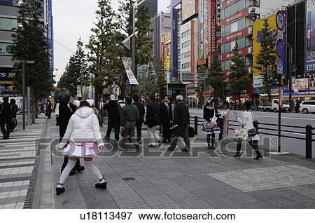 Stock Photo - Pedestrians on Street. Fotosearch