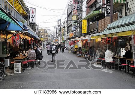 Stock Photograph - Restaurants in Asakusa. Fotosearch