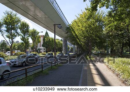 Stock Photo - Road and bridge, Nagoya city, Aichi Prefecture, Japan . Fotosearch