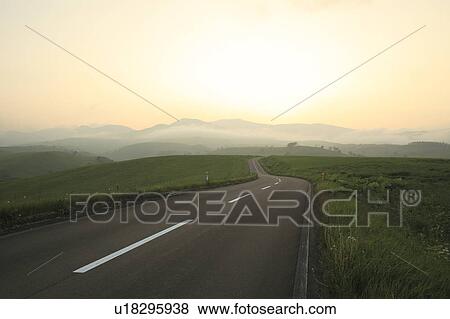 Road at dusk, Hokkaido Prefecture, Japan View Large Photo Image Stock Photo - Road at dusk, Hokkaido Prefecture, Japan. Fotosearch